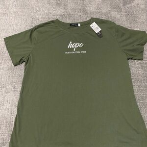 Green Graphic T-Shirt with 'Hope' Print 3X SM Woman Plus